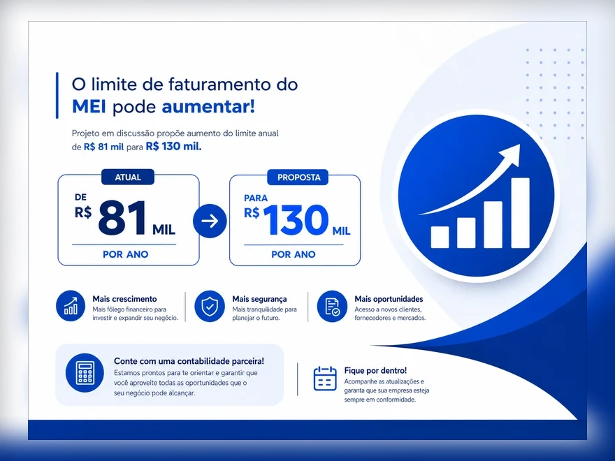O limite de faturamento do MEI pode aumentar de R$ 81 mil para R$ 130 mil por ano!