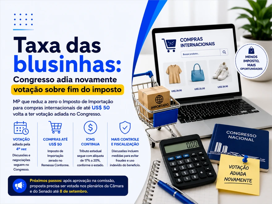 Taxa das blusinhas: Congresso adia novamente votação sobre fim do imposto