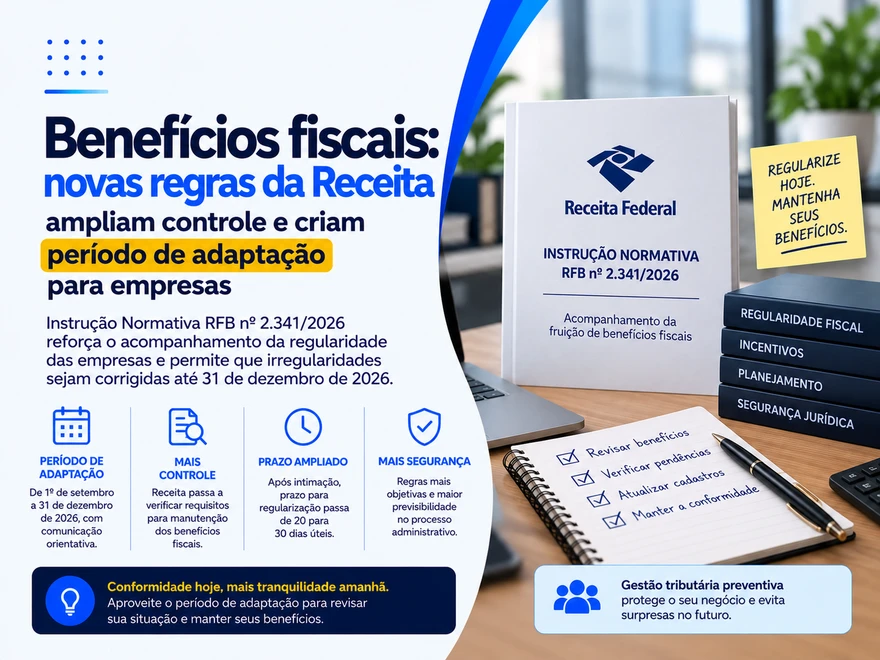 Benefícios fiscais: novas regras da Receita ampliam controle e criam período de adaptação para empresas