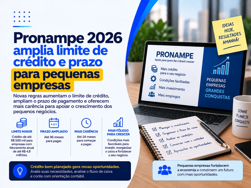 Pronampe 2026 amplia limite de crédito e prazo para pequenas empresas