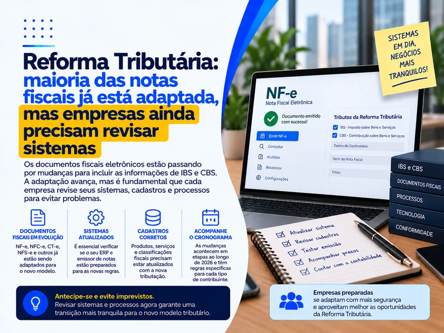 Reforma Tributária: maioria das notas fiscais já está adaptada, mas empresas ainda precisam revisar sistemas