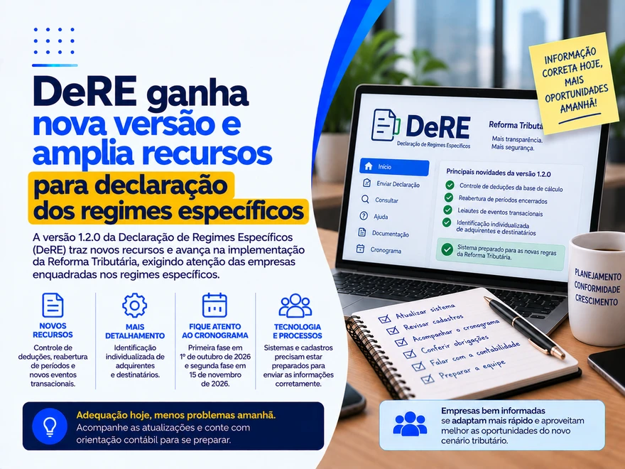 DeRE ganha nova versão e amplia recursos para declaração dos regimes específicos