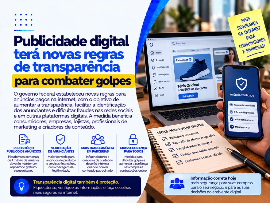 Publicidade digital terá novas regras de transparência para combater golpes; veja o que muda para consumidores e empresas