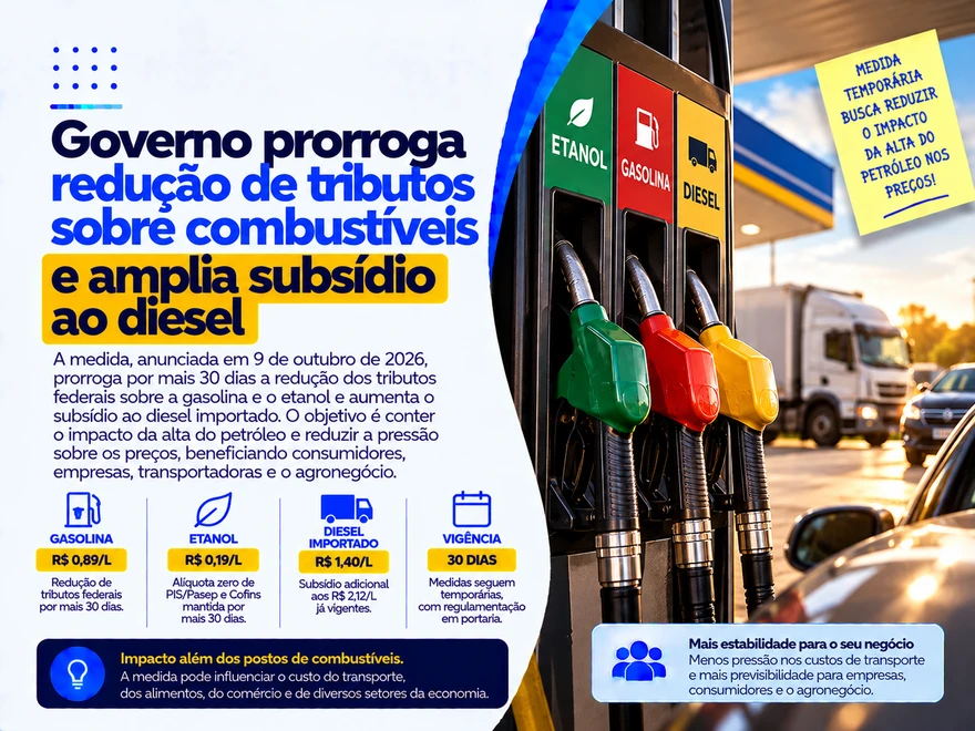 Governo prorroga redução de tributos sobre combustíveis e amplia subsídio ao diesel; veja os impactos